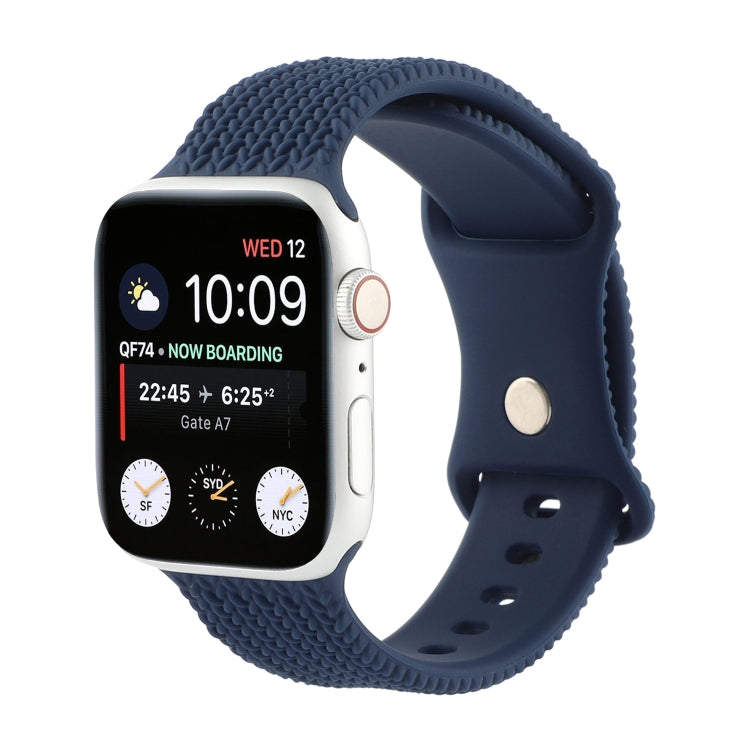 Bracelet de montre en silicone à boucle à motif tissé en forme de 8 pour la série Apple Watch, 7 45mm / 6 & SE & 5 & 4 44mm / 3 & 2 & 1 42mm, 7 41mm / 6 & SE & 5 & 4 40mm / 3 & 2 & 1 38mm