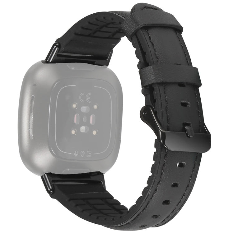 Bracelet de montre en cuir + silicone, For Fitbit Versa 3