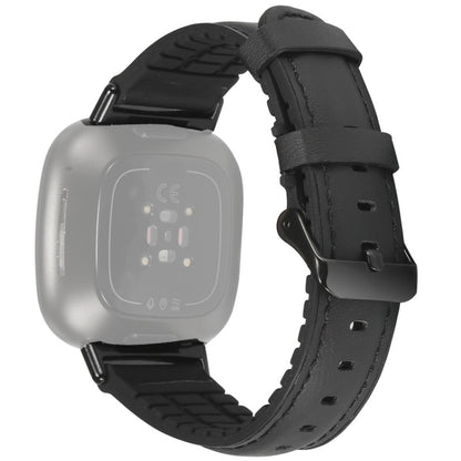 Bracelet de montre en cuir + silicone, For Fitbit Versa 3