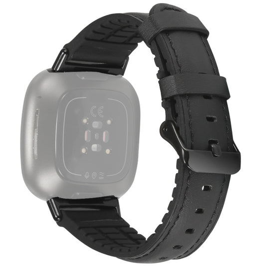 Bracelet de montre en cuir + silicone, For Fitbit Versa 3