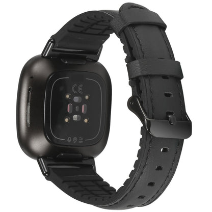 Bracelet de montre en cuir + silicone, For Fitbit Versa 3