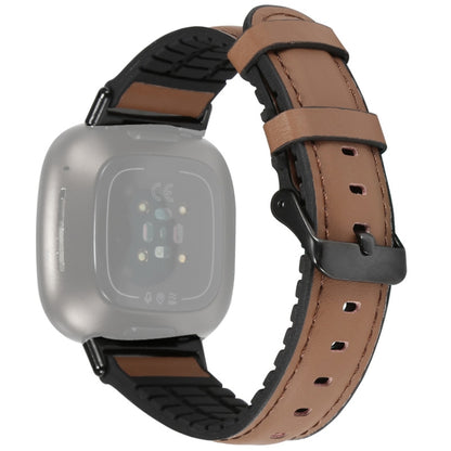 Bracelet de montre en cuir + silicone, For Fitbit Versa 3