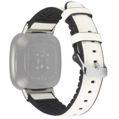 Bracelet de montre en cuir + silicone, For Fitbit Versa 3