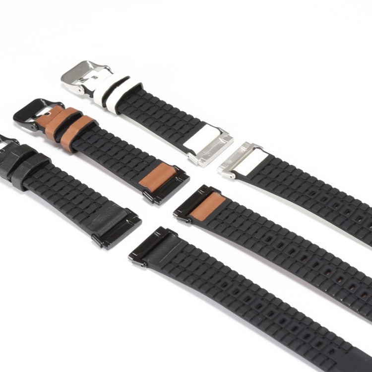 Bracelet de montre en cuir + silicone, For Fitbit Versa 3