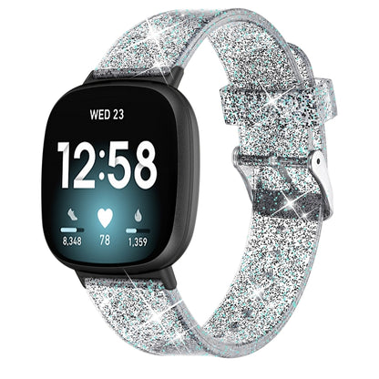 Bracelet de montre de remplacement en silicone en poudre scintillante, For Fitbit Versa 3