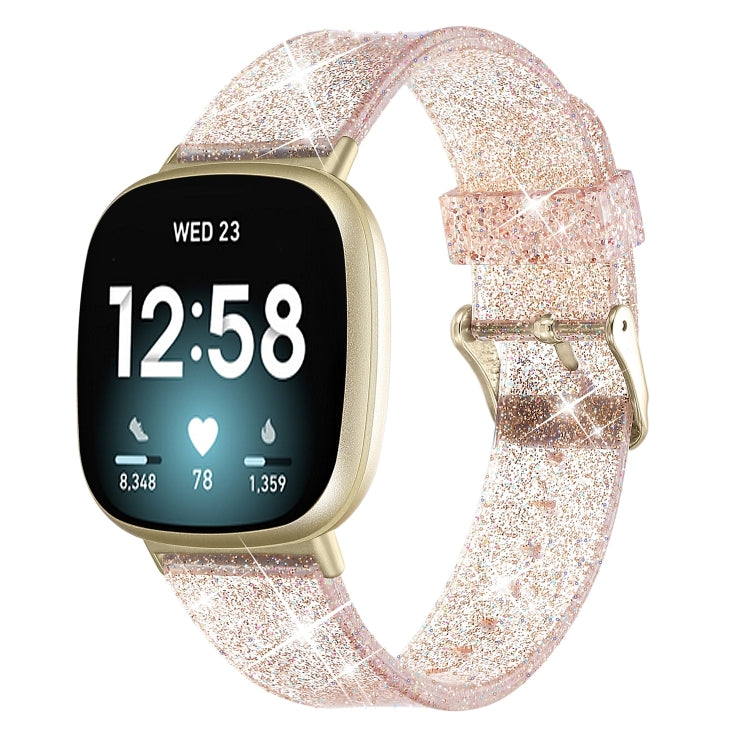 Bracelet de montre de remplacement en silicone en poudre scintillante, For Fitbit Versa 3