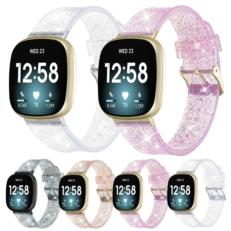 Bracelet de montre de remplacement en silicone en poudre scintillante, For Fitbit Versa 3