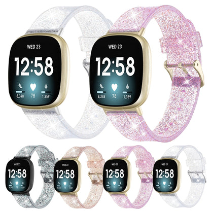 Bracelet de montre de remplacement en silicone en poudre scintillante, For Fitbit Versa 3