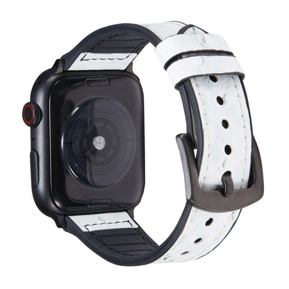 Bracelets de remplacement en cuir texturé d'autruche pour la série Apple Watch, 7 45mm / 6 & SE & 5 & 4 44mm / 3 & 2 & 1 42mm