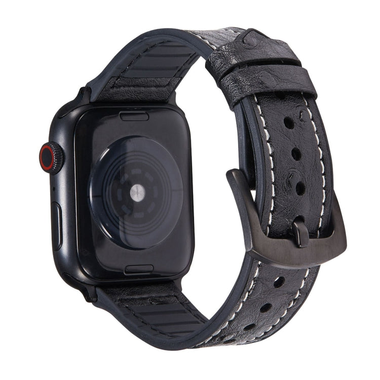 Bracelets de remplacement en cuir texturé d'autruche pour la série Apple Watch, 7 45mm / 6 & SE & 5 & 4 44mm / 3 & 2 & 1 42mm