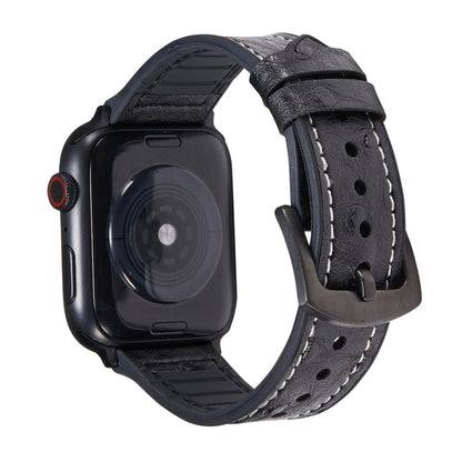 Bracelets de remplacement en cuir texturé d'autruche pour la série Apple Watch, 7 45mm / 6 & SE & 5 & 4 44mm / 3 & 2 & 1 42mm