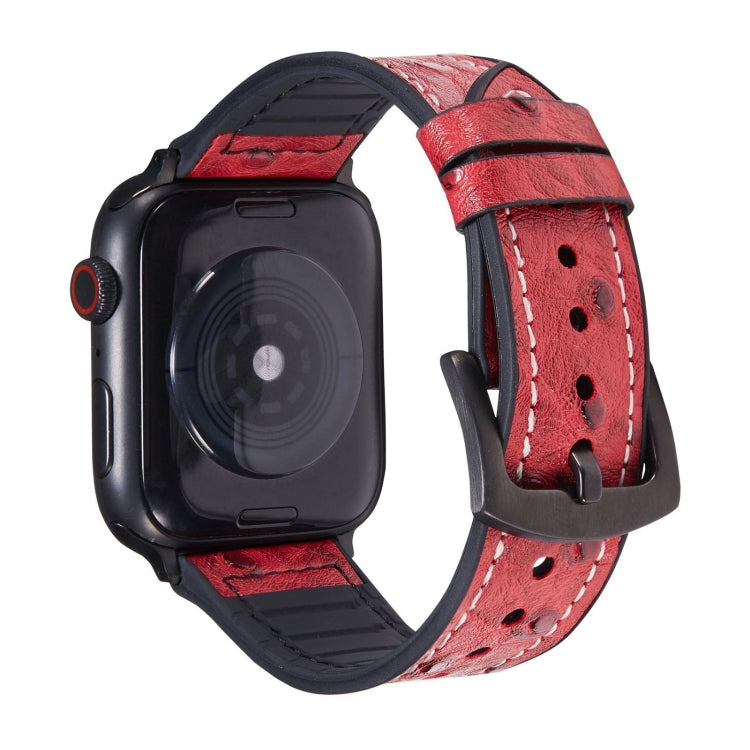 Bracelets de remplacement en cuir texturé d'autruche pour la série Apple Watch, 7 45mm / 6 & SE & 5 & 4 44mm / 3 & 2 & 1 42mm