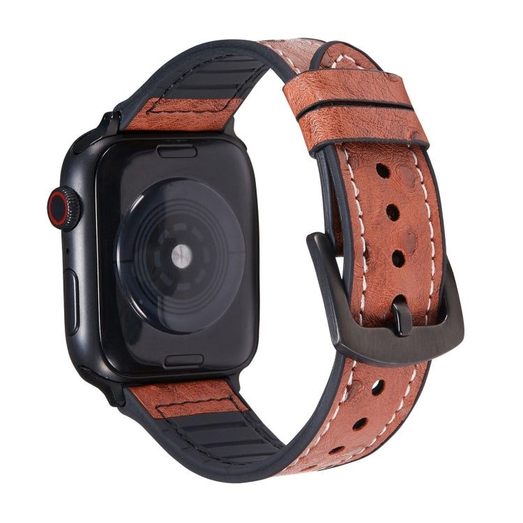 Bracelets de remplacement en cuir texturé d'autruche pour la série Apple Watch, 7 45mm / 6 & SE & 5 & 4 44mm / 3 & 2 & 1 42mm