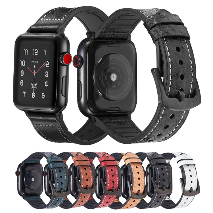 Bracelets de remplacement en cuir texturé d'autruche pour la série Apple Watch, 7 45mm / 6 & SE & 5 & 4 44mm / 3 & 2 & 1 42mm
