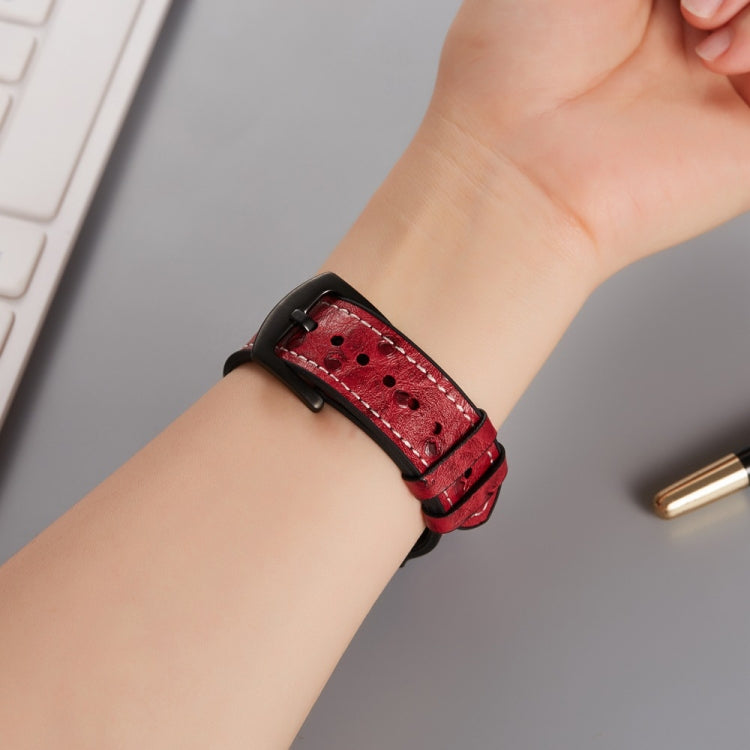 Bracelets de remplacement en cuir texturé d'autruche pour la série Apple Watch, 7 45mm / 6 & SE & 5 & 4 44mm / 3 & 2 & 1 42mm