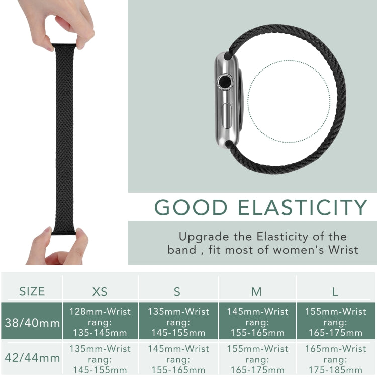 Bracelet de rechange en nylon tressé à tête métallique de couleur unie pour Apple Watch Series 6 & SE & 5 & 4 44mm / 3 & 2 & 1 42mm, XS 135mm, S 145mm, M 155mm, L 165mm