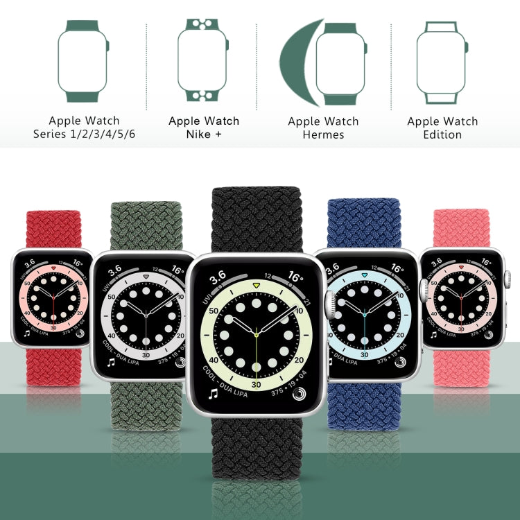 Bracelet de rechange en nylon tressé à tête métallique de couleur unie pour Apple Watch Series 6 & SE & 5 & 4 44mm / 3 & 2 & 1 42mm, XS 135mm, S 145mm, M 155mm, L 165mm