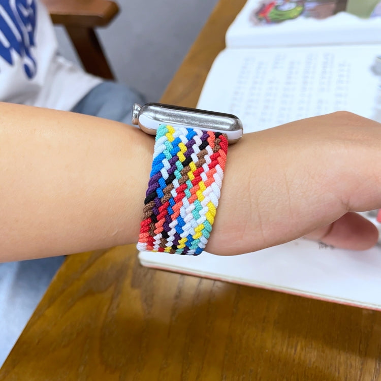 Bracelets de montre de rechange à boucle unique tressée arc-en-ciel, taille : S 135 mm pour Apple Watch Series 6 & SE & 5 & 4 44 mm / 3 & 2 & 1 42 mm, S 135mm 44mm / 42mm