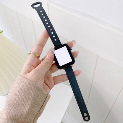 Bracelet de montre en cuir véritable à double boucle pour Apple Watch Series, 7 45mm / 6 & SE & 5 & 4 44mm / 3 & 2 & 1 42mm, 7 41mm / 6 & SE & 5 & 4 40mm / 3 & 2 & 1 38mm