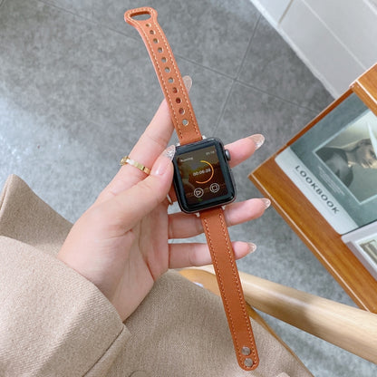 Bracelet de montre en cuir véritable à double boucle pour Apple Watch Series, 7 45mm / 6 & SE & 5 & 4 44mm / 3 & 2 & 1 42mm, 7 41mm / 6 & SE & 5 & 4 40mm / 3 & 2 & 1 38mm