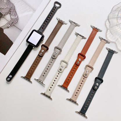 Bracelet de montre en cuir véritable à double boucle pour Apple Watch Series, 7 45mm / 6 & SE & 5 & 4 44mm / 3 & 2 & 1 42mm, 7 41mm / 6 & SE & 5 & 4 40mm / 3 & 2 & 1 38mm