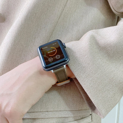 Bracelet de montre en cuir véritable à double boucle pour Apple Watch Series, 7 45mm / 6 & SE & 5 & 4 44mm / 3 & 2 & 1 42mm, 7 41mm / 6 & SE & 5 & 4 40mm / 3 & 2 & 1 38mm
