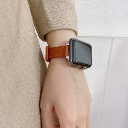 Bracelet de montre en cuir véritable à double boucle pour Apple Watch Series, 7 45mm / 6 & SE & 5 & 4 44mm / 3 & 2 & 1 42mm, 7 41mm / 6 & SE & 5 & 4 40mm / 3 & 2 & 1 38mm