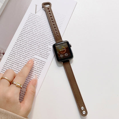 Bracelet de montre en cuir véritable à double boucle pour Apple Watch Series, 7 45mm / 6 & SE & 5 & 4 44mm / 3 & 2 & 1 42mm, 7 41mm / 6 & SE & 5 & 4 40mm / 3 & 2 & 1 38mm