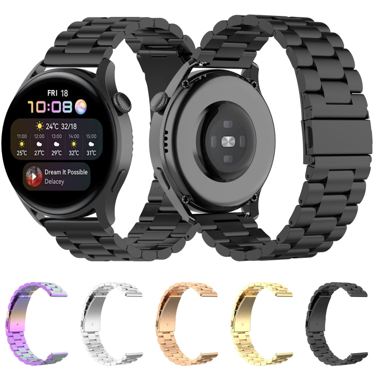 Pour Huawei Watch 3 / 3 Pro Bracelet de montre en acier à trois perles de 22 mm