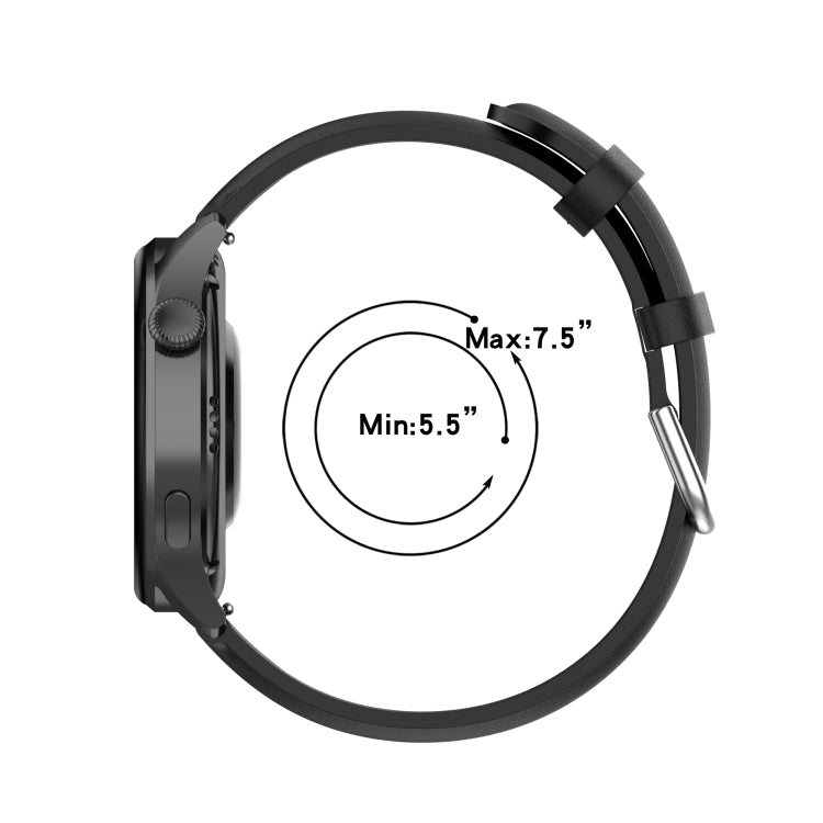 Pour Huawei Watch 3 / 3 Pro 22mm Bracelet de remplacement en cuir à queue ronde Bracelet de montre