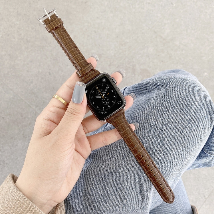 Bracelet de montre en cuir texturé crocodile, For Apple Watch Series 7  41mm / & 6 & SE & 5 & 4 40mm, For Apple Watch Series  7  45mm / & 6 & SE & 5 & 4 44mm