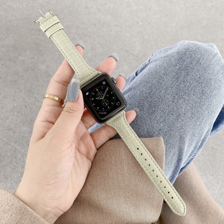 Bracelet de montre en cuir texturé crocodile, For Apple Watch Series 7  41mm / & 6 & SE & 5 & 4 40mm, For Apple Watch Series  7  45mm / & 6 & SE & 5 & 4 44mm