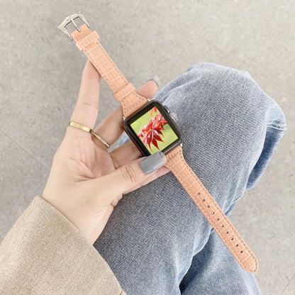 Bracelet de montre en cuir texturé crocodile, For Apple Watch Series 7  41mm / & 6 & SE & 5 & 4 40mm, For Apple Watch Series  7  45mm / & 6 & SE & 5 & 4 44mm