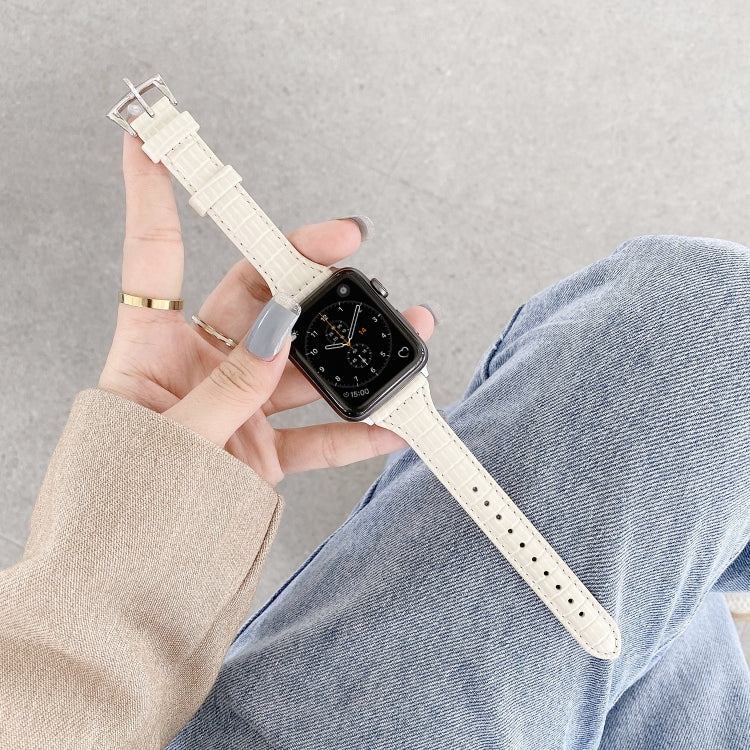 Bracelet de montre en cuir texturé crocodile, For Apple Watch Series 7  41mm / & 6 & SE & 5 & 4 40mm, For Apple Watch Series  7  45mm / & 6 & SE & 5 & 4 44mm