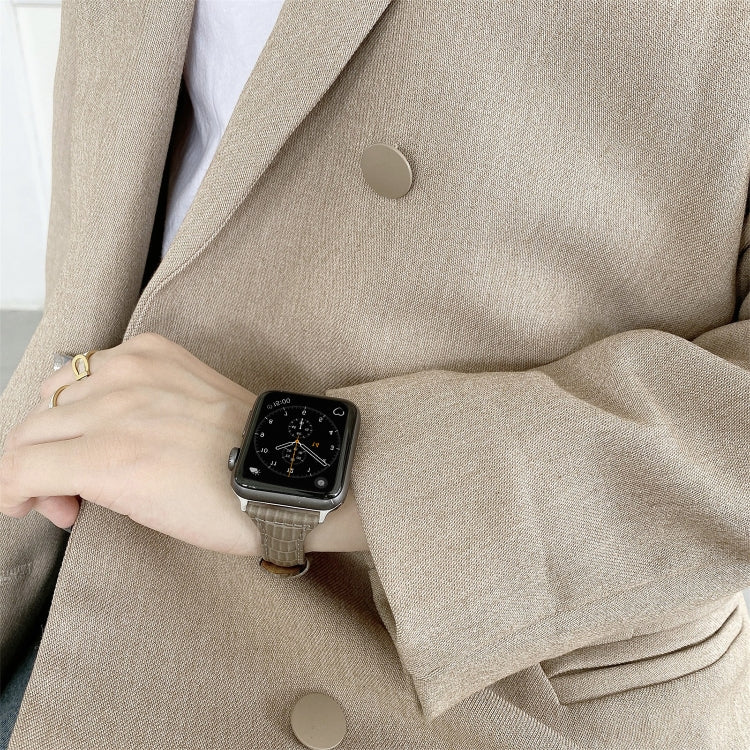 Bracelet de montre en cuir texturé crocodile, For Apple Watch Series 7  41mm / & 6 & SE & 5 & 4 40mm, For Apple Watch Series  7  45mm / & 6 & SE & 5 & 4 44mm