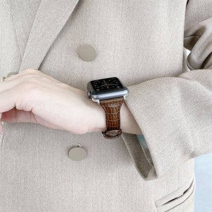 Bracelet de montre en cuir texturé crocodile, For Apple Watch Series 7  41mm / & 6 & SE & 5 & 4 40mm, For Apple Watch Series  7  45mm / & 6 & SE & 5 & 4 44mm