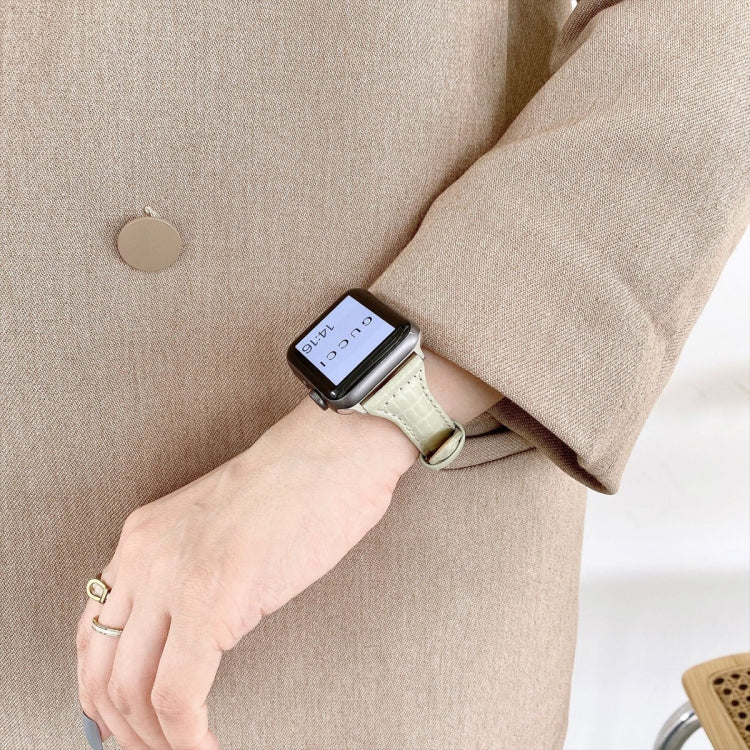 Bracelet de montre en cuir texturé crocodile, For Apple Watch Series 7  41mm / & 6 & SE & 5 & 4 40mm, For Apple Watch Series  7  45mm / & 6 & SE & 5 & 4 44mm