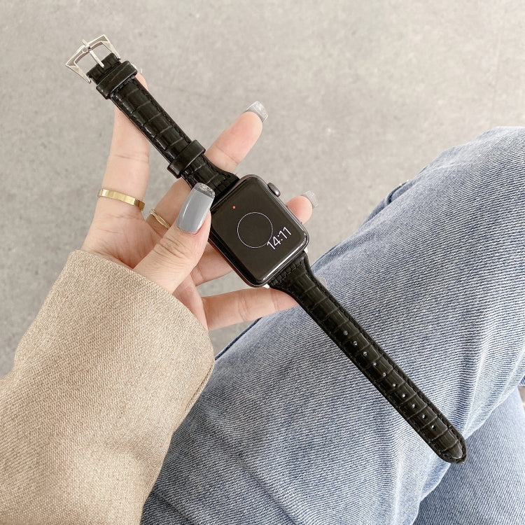 Bracelet de montre en cuir texturé crocodile, For Apple Watch Series 7  41mm / & 6 & SE & 5 & 4 40mm, For Apple Watch Series  7  45mm / & 6 & SE & 5 & 4 44mm