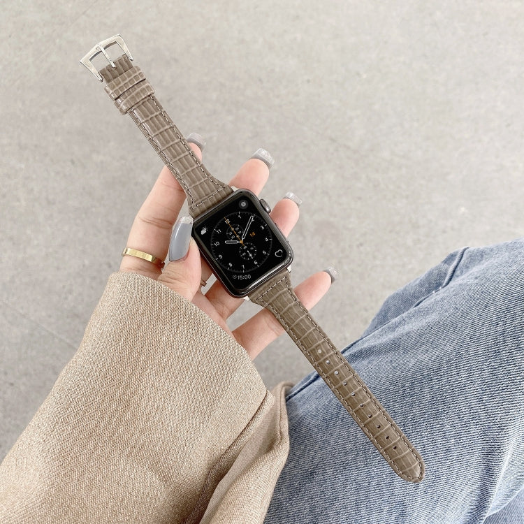 Bracelet de montre en cuir texturé crocodile, For Apple Watch Series 7  41mm / & 6 & SE & 5 & 4 40mm, For Apple Watch Series  7  45mm / & 6 & SE & 5 & 4 44mm