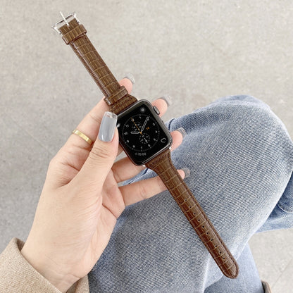 Bracelet de montre en cuir texturé crocodile, For Apple Watch Series 7  41mm / & 6 & SE & 5 & 4 40mm, For Apple Watch Series  7  45mm / & 6 & SE & 5 & 4 44mm