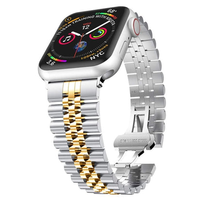 Bracelets de rechange en acier inoxydable à cinq perles pour la série Apple Watch, 7 45mm / 6 & SE & 5 & 4 44mm / 3 & 2 & 1 42mm, 7 41mm / 6 & SE & 5 & 4 40mm / 3 & 2 & 1 38mm
