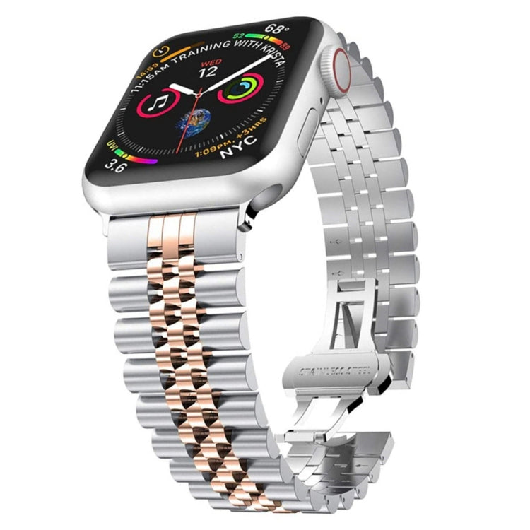 Bracelets de rechange en acier inoxydable à cinq perles pour la série Apple Watch, 7 45mm / 6 & SE & 5 & 4 44mm / 3 & 2 & 1 42mm, 7 41mm / 6 & SE & 5 & 4 40mm / 3 & 2 & 1 38mm