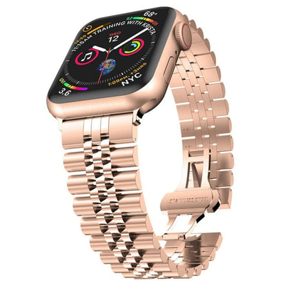 Bracelets de rechange en acier inoxydable à cinq perles pour la série Apple Watch, 7 45mm / 6 & SE & 5 & 4 44mm / 3 & 2 & 1 42mm, 7 41mm / 6 & SE & 5 & 4 40mm / 3 & 2 & 1 38mm