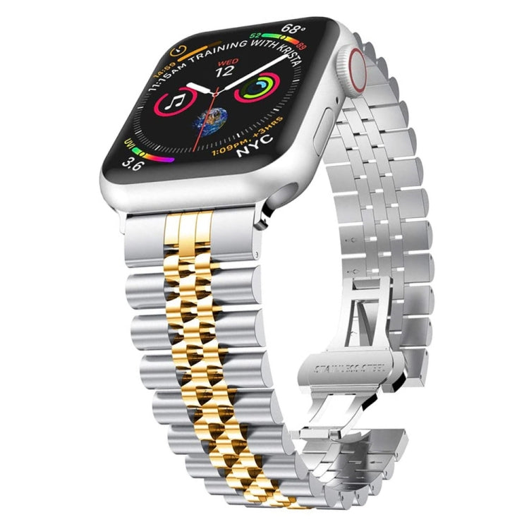 Bracelets de rechange en acier inoxydable à cinq perles pour la série Apple Watch, 7 45mm / 6 & SE & 5 & 4 44mm / 3 & 2 & 1 42mm, 7 41mm / 6 & SE & 5 & 4 40mm / 3 & 2 & 1 38mm