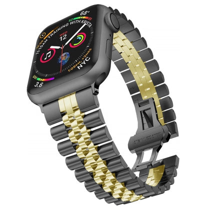 Bracelets de rechange en acier inoxydable à cinq perles pour la série Apple Watch, 7 45mm / 6 & SE & 5 & 4 44mm / 3 & 2 & 1 42mm, 7 41mm / 6 & SE & 5 & 4 40mm / 3 & 2 & 1 38mm