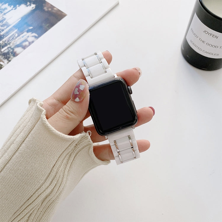 Bracelets de rechange en acier céramique à cinq perles pour la série Apple Watch, 7 45mm / 6 & SE & 5 & 4 44mm / 3 & 2 & 1 42mm, 7 41mm / 6 & SE & 5 & 4 40mm / 3 & 2 & 1 38mm
