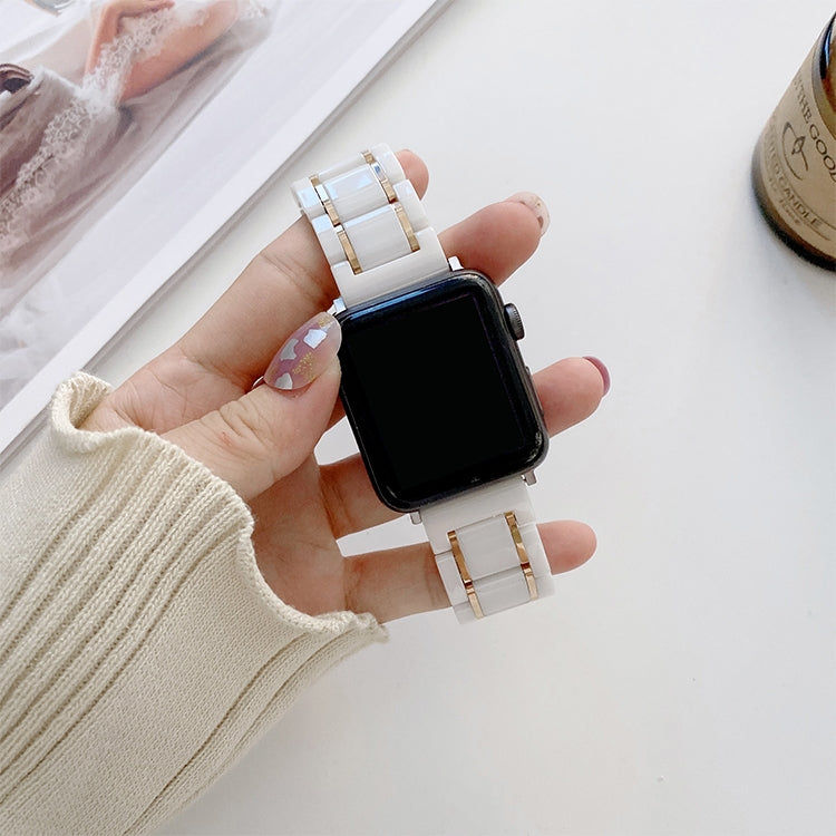 Bracelets de rechange en acier céramique à cinq perles pour la série Apple Watch, 7 45mm / 6 & SE & 5 & 4 44mm / 3 & 2 & 1 42mm, 7 41mm / 6 & SE & 5 & 4 40mm / 3 & 2 & 1 38mm