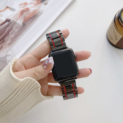Bracelets de rechange en acier céramique à cinq perles pour la série Apple Watch, 7 45mm / 6 & SE & 5 & 4 44mm / 3 & 2 & 1 42mm, 7 41mm / 6 & SE & 5 & 4 40mm / 3 & 2 & 1 38mm