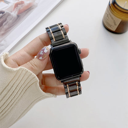 Bracelets de rechange en acier céramique à cinq perles pour la série Apple Watch, 7 45mm / 6 & SE & 5 & 4 44mm / 3 & 2 & 1 42mm, 7 41mm / 6 & SE & 5 & 4 40mm / 3 & 2 & 1 38mm