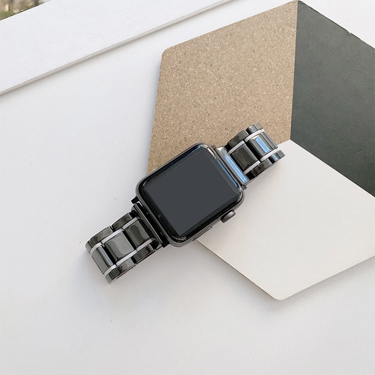 Bracelets de rechange en acier céramique à cinq perles pour la série Apple Watch, 7 45mm / 6 & SE & 5 & 4 44mm / 3 & 2 & 1 42mm, 7 41mm / 6 & SE & 5 & 4 40mm / 3 & 2 & 1 38mm